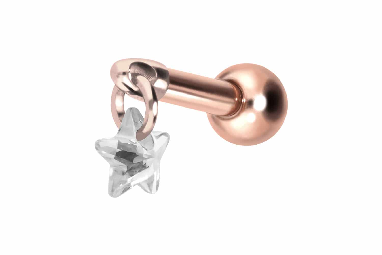 Titan Ohrpiercing mit Innengewinde KRISTALLSTERN